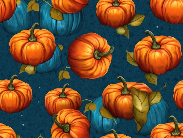 Pumpkin background as seamless tile generative AI