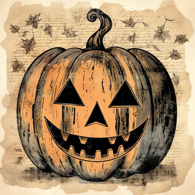 Pumpkin carving kit Vintage Horror Halloween Digital Paper Scrapbooking