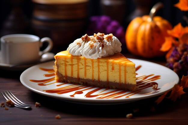 pumpkin cheescake realistic photo bright photo