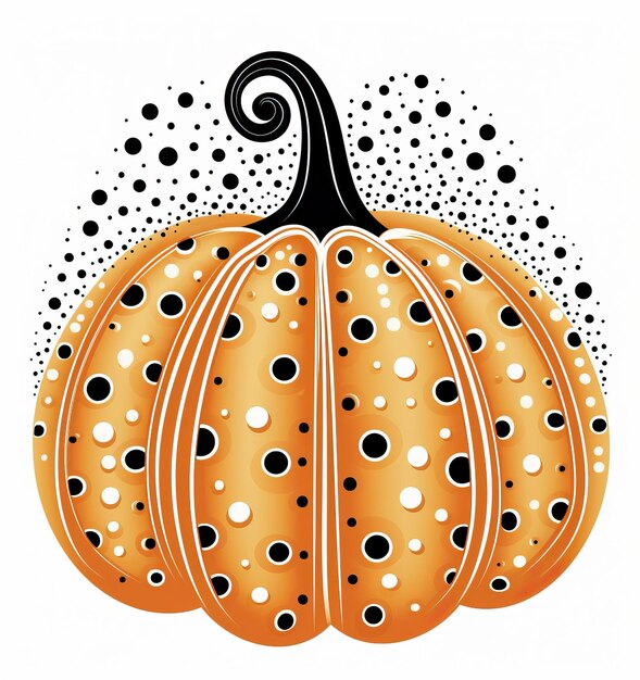 Photo a pumpkin coloring page that has circles and dots making it look more fun in the style of miniature