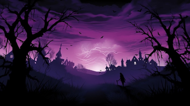 パンプキンの色 恐ろしい暗 ハロウィーンで覆われた 暗い幻想の国 独特の驚くべきアート