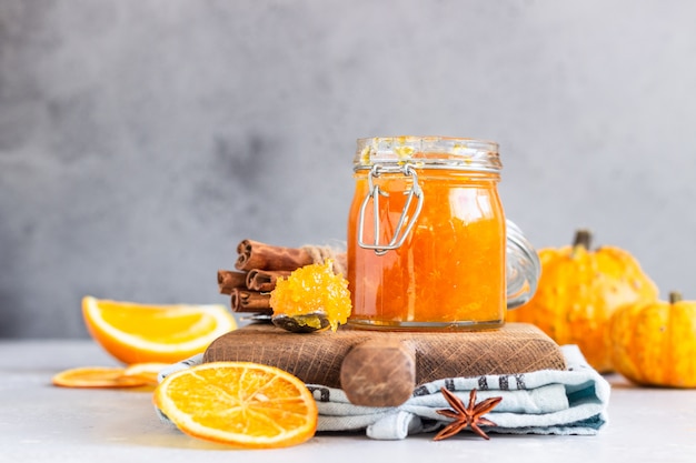 Pumpkin confiture with oranges and spices.