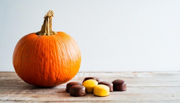 Photo pumpkin and corn isolated on white background