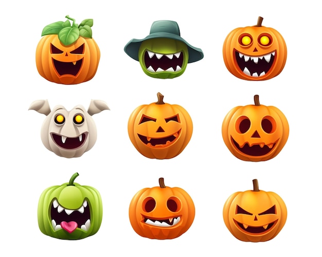 Pumpkin emoji character Halloween 3d style character Isolate on white background AI generative illustration