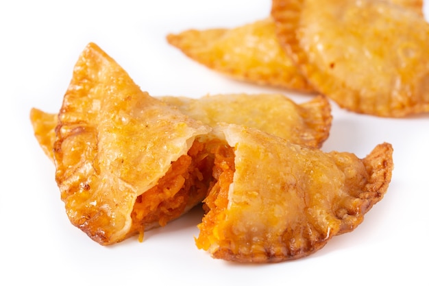 Pumpkin empanadillas isolated on white background