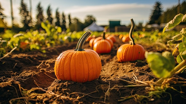 Pumpkin farm field