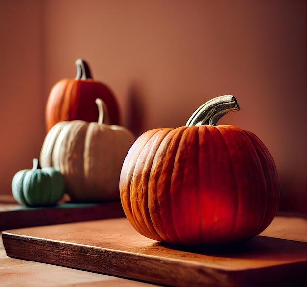 Zucca per il cibo o l'illustrazione 3d della celebrazione di halloween