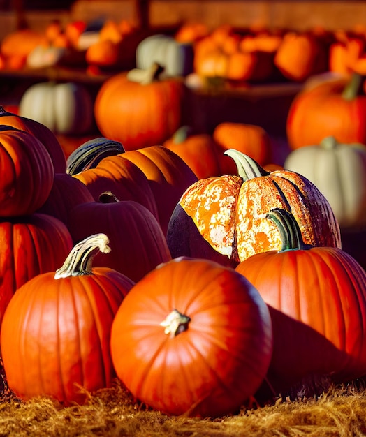 食べ物やハロウィーンのお祝いの 3 d イラストレーションのカボチャ