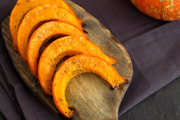 Pumpkin fried with spices and olive oil