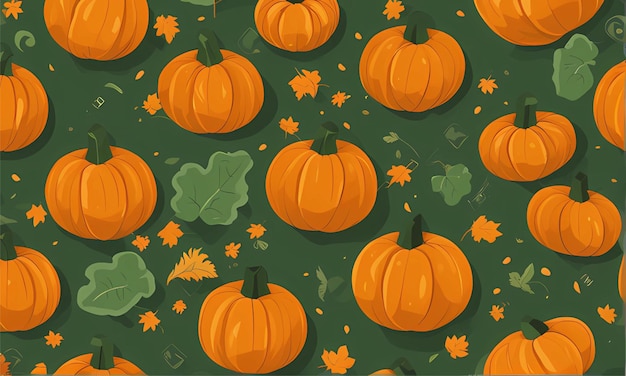 Pumpkin in the green pumpkin field