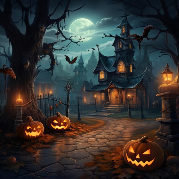 写真 ハロウィーンの黒い夜の背景にカボチャのハロウィーン - オレンジ色のデザイン - 10月31日