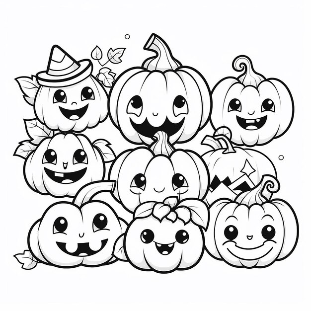 Foto pumpkin halloween personage h handtekening sketch illustraties