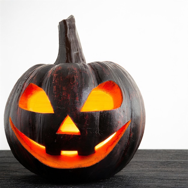 Pumpkin halloween scary face Black