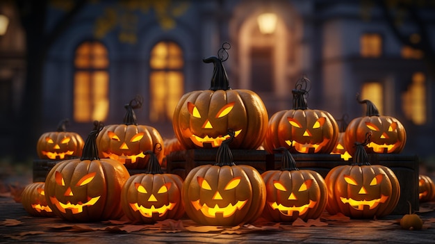 Pumpkin halloween truc of behandelen kasteel fantasy wereld van cartoon ai gegenereerd