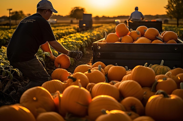 Pumpkin Harvest in the Golden Hour