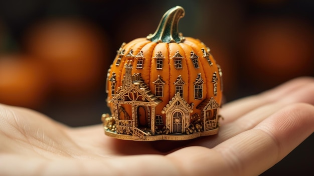 Pumpkin houses the concept of houses made of ecological materials Generative AI