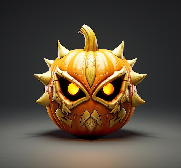 a pumpkin is carved in the shape of an arrow on white surface in the style of strong expression