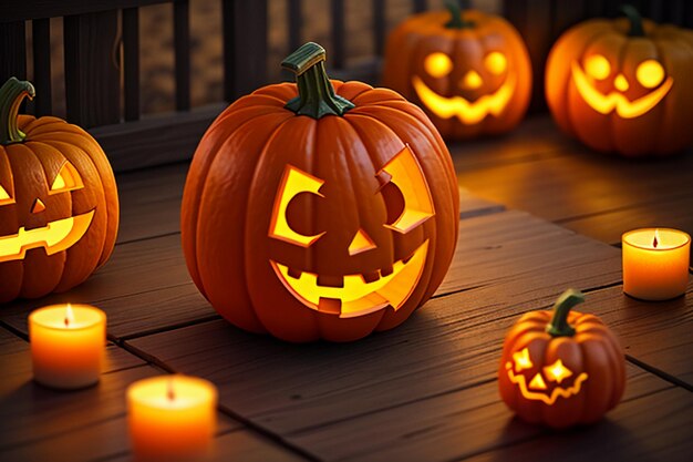 Pumpkin lanterns are costume props for halloween activities happy halloween background wallpaper