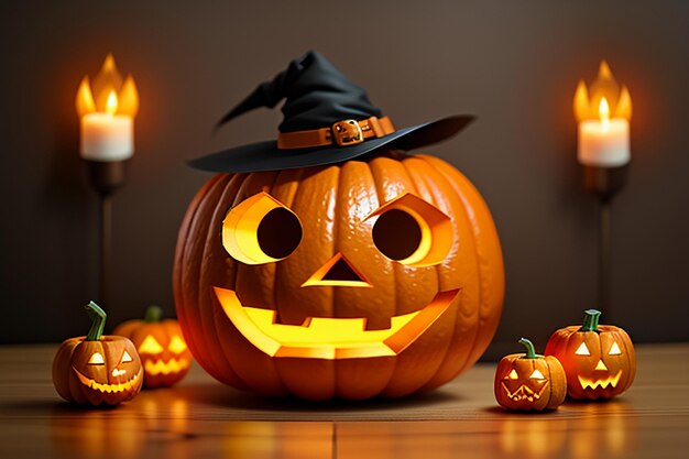 Pumpkin lanterns are costume props for halloween activities happy halloween background wallpaper