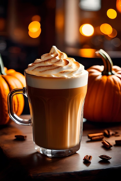 pumpkin latte autumn still life