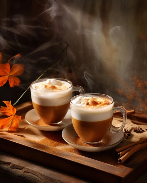 Pumpkin Latte Cups Sitting on Top