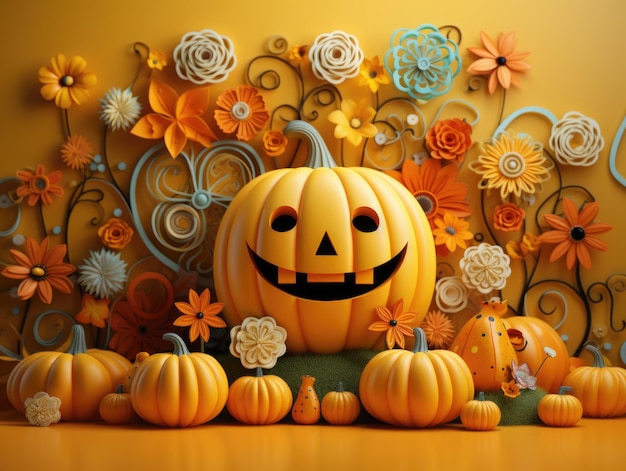 Pumpkin minimal halloween illustration an ambient occlusion 3d render by chris labrooy on colorful