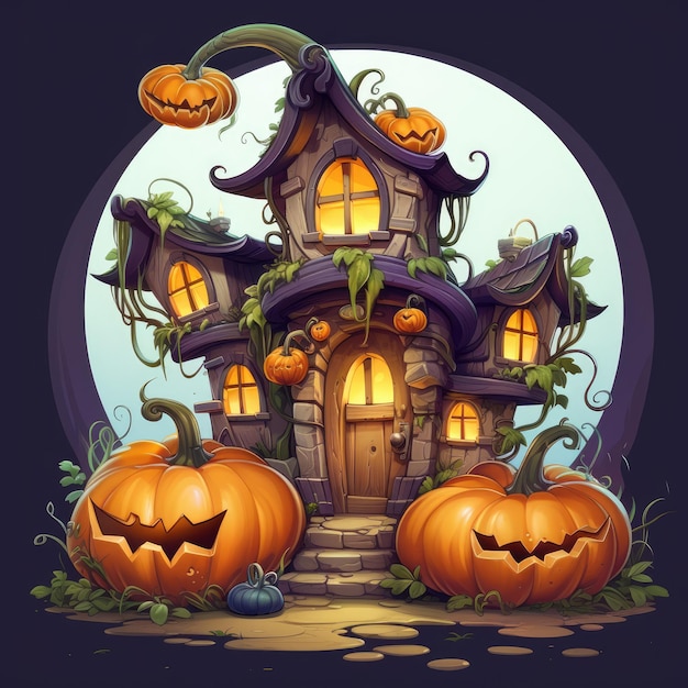 Pumpkin Paradise Een grillige Halloween-toevluchtsoord in een cartoon-achtig heksenhuis