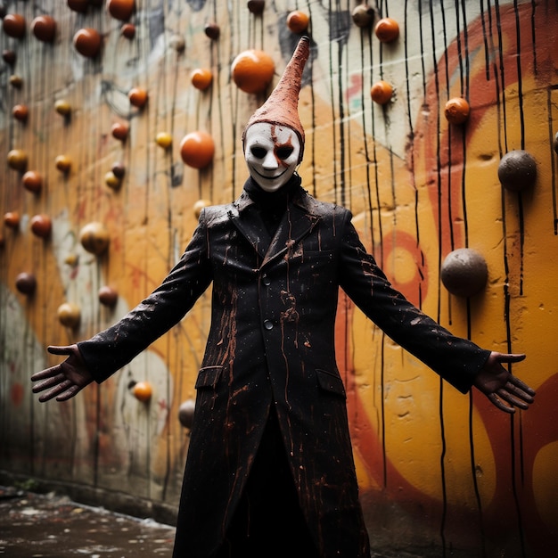 Pumpkin patch path sinister jester in relentless downpour street graffiti