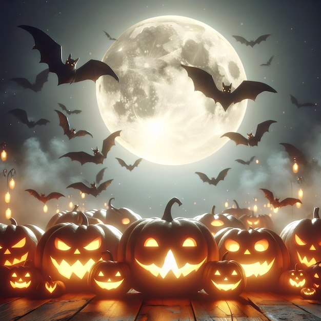 a pumpkin patch with bats and bats on it