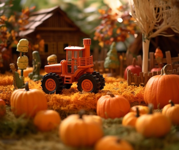 A pumpkin patch with a tractor ride