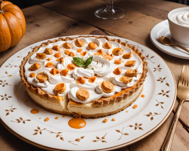 pumpkin pie served in a beautiful table