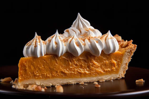 Pumpkin Pie Slice with Whipped Cream Swirl