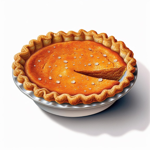 Pumpkin pie white background AI generated