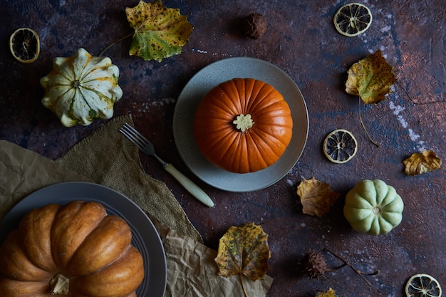 Pumpkin on a plate. 