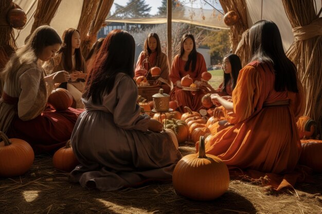 Pumpkin Powwow A Group Gathering Pumpkin photo