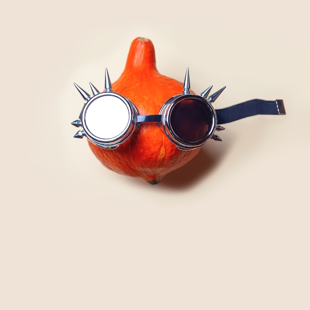 Pumpkin in punk rocker glasses