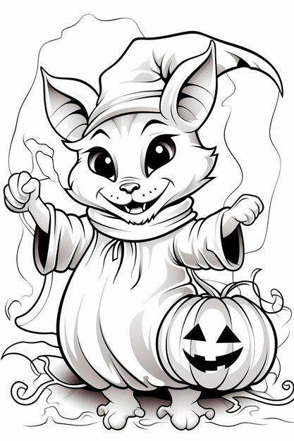 Foto pumpkin purrfection coling page kids cute cat e ghostly pumpkin