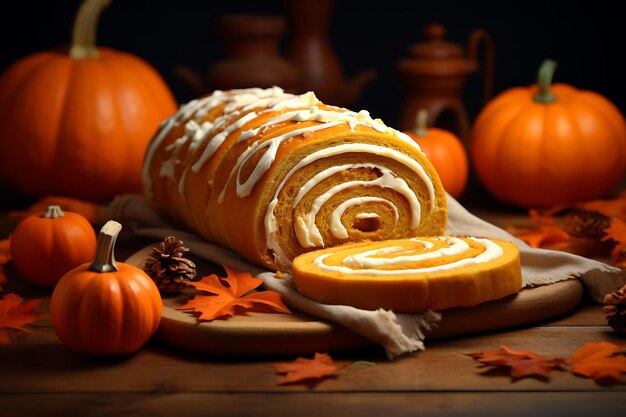 pumpkin roll realistic photo bright photo