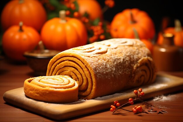 pumpkin roll realistic photo bright photo