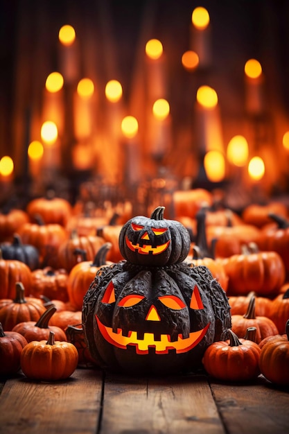 Pumpkin's Wicked Welcome Creepy Halloween Smile Generative AI