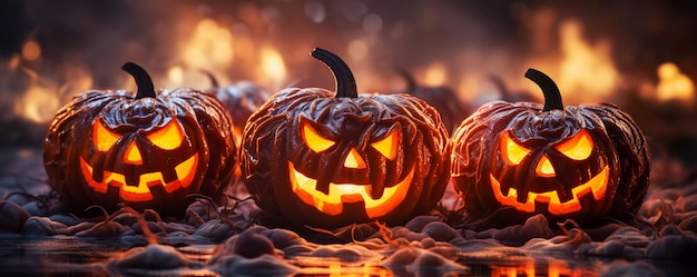 Pumpkin's Wicked Welcome Griezelige Halloween-glimlach Generatieve AI