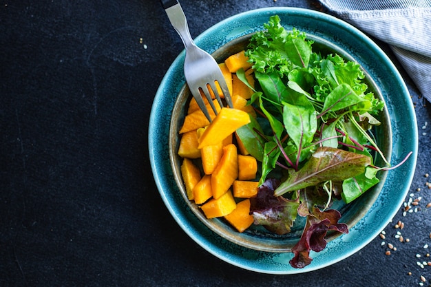 pumpkin salad green leaves lettuce, vegetable healthy meal