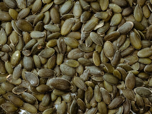 Sfondo di semi di zucca, vista dall'alto