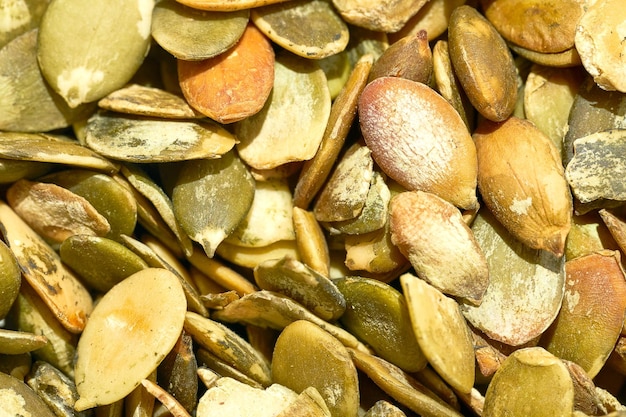 Pumpkin seeds pattern Closeup macro