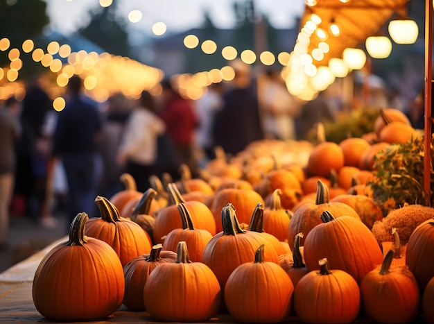 Pumpkin shop at the farmer market during halloween season