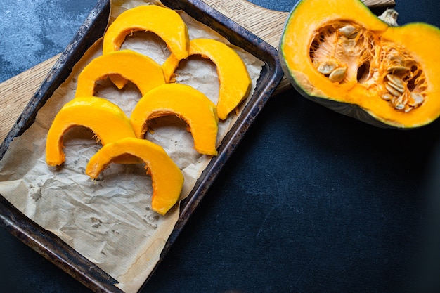 pumpkin slice ready to eat raw product pieces