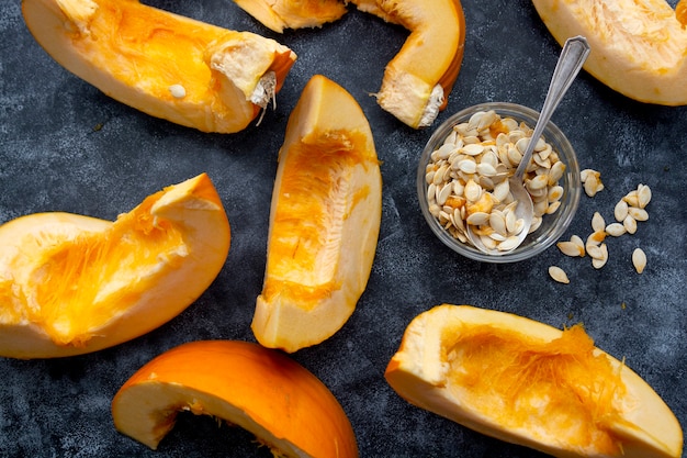 Pumpkin slices on table