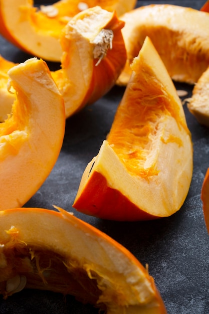 Pumpkin slices on table