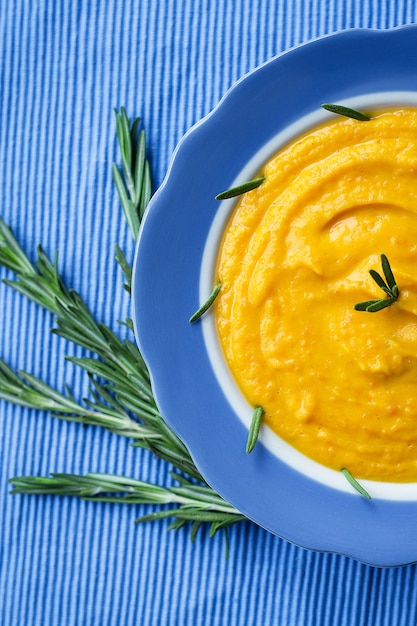 Pumpkin soup in a plate