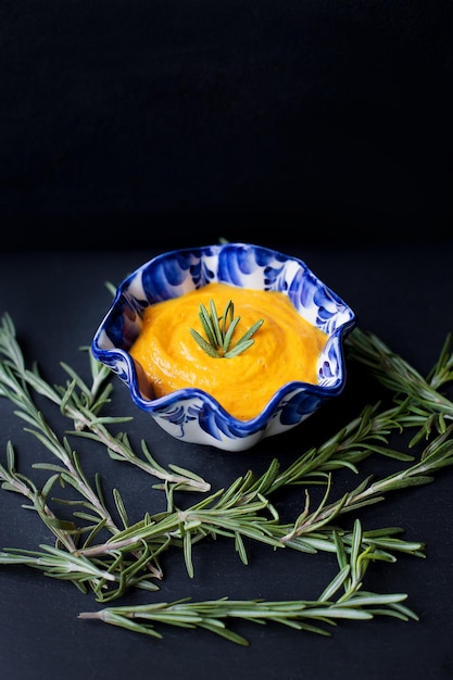 Pumpkin soup in a plate